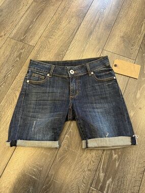 Stetson Dark Blue Denim Jean Shorts with Cuffed Hem